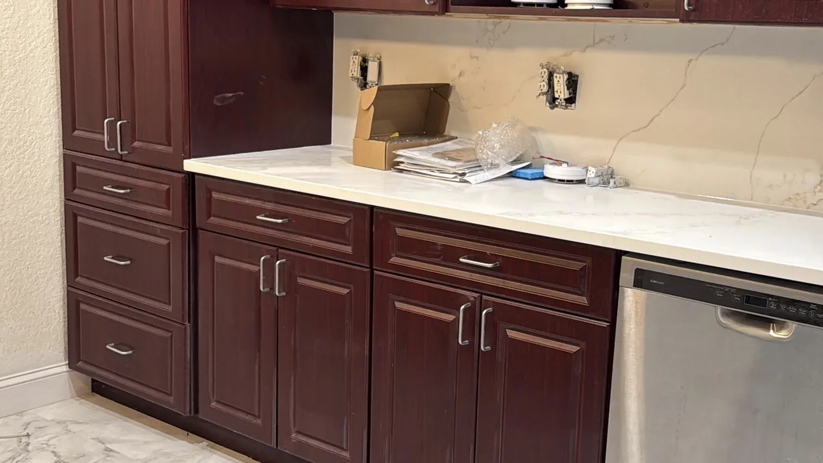 Kitchen cabinets before refinishing